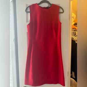 Theory Women’s Dress Sleeveless Fitted Core Scuba Mini in Bright Red Sz 10